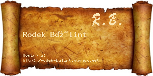 Rodek Bálint névjegykártya